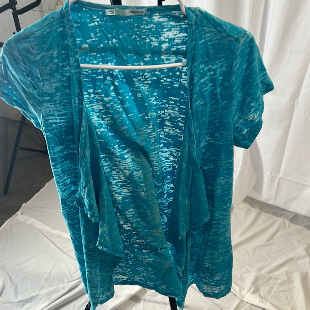 Maurices Blue Cardigan with Short Sleeves and Lightweight Fabric